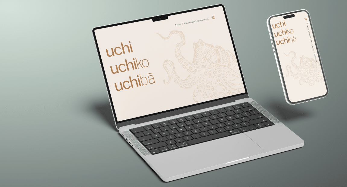 A laptop and mobile showing Uchi restaurants website